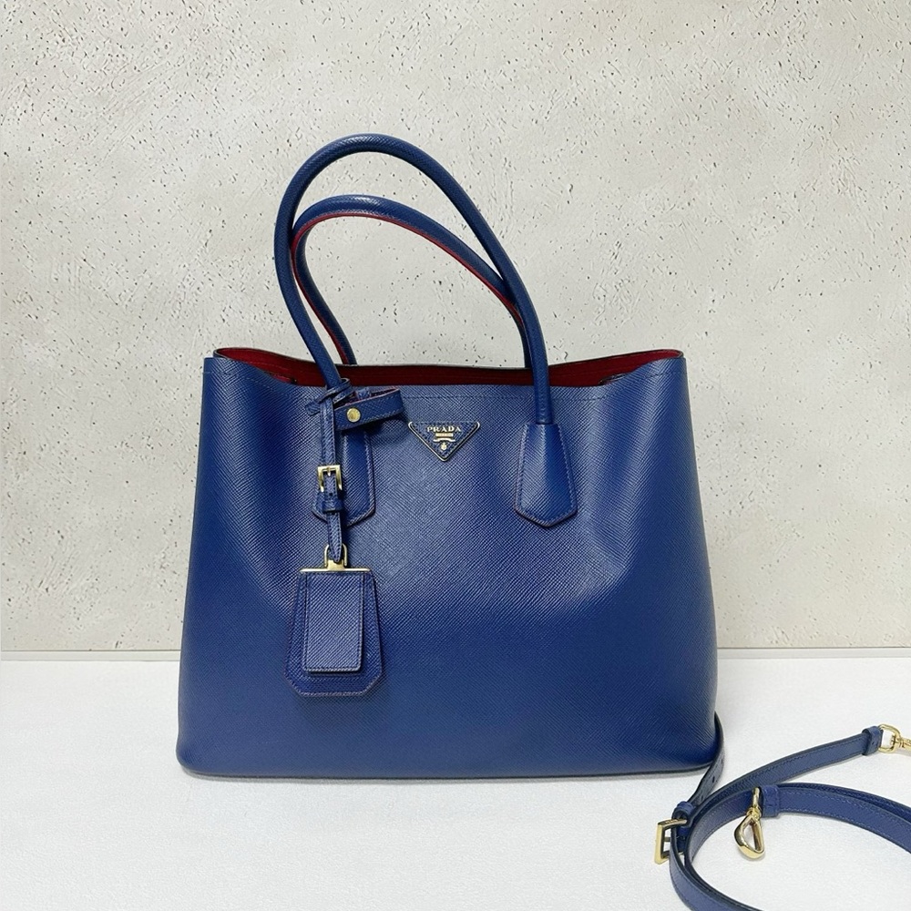 Prada Navy Blue and Red Leather bag